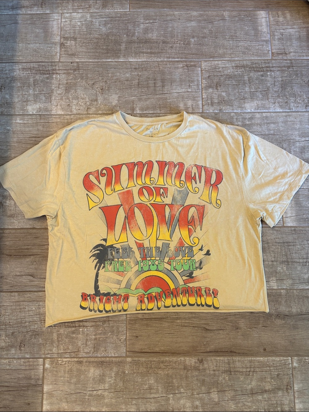 Zoe + Liv "Summer of Love 1985 Tour" Vintage Yellow Graphic Tee